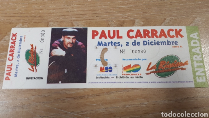 Entradas antiguas de conciertos: ENTRADA CONCIERTO DE PAUL CARRACK - Foto 1