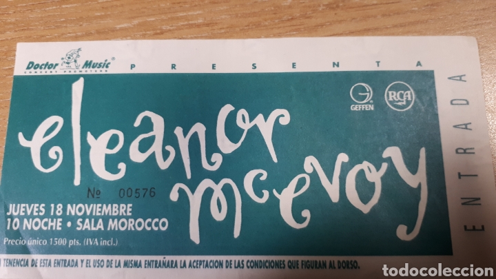 Entradas antiguas de conciertos: ENTRADA CONCIERTO DE ELEANOR MC EVOY - Foto 1