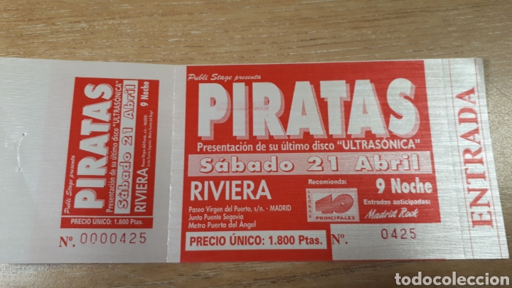 Entradas antiguas de conciertos: ENTRADA CONCIERTO DE PIRATAS - Foto 1