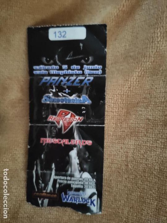 Billets de concerts: ENTRADA CONCIERTO PANZER-SINESTESICA-OTROS. SALA MEPHISTO, BARCELONA. LA DE LA FOTO
