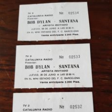 Entradas Antiguas de Conciertos: BOB DYLAN-SANTANA 3 TALONES ANTIGUA ENTRADA DE CONCIERTO OPORTUNIDAD COLECCIONISTAS