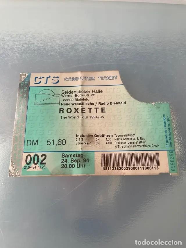 Entradas antiguas de conciertos: ROXETTE ENTRADA MUY RARA 1994 - Foto 1
