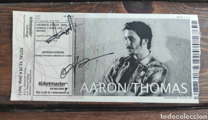 Entradas antiguas de conciertos: Aaron Thomas, entrada concierto 2009 - Foto 1
