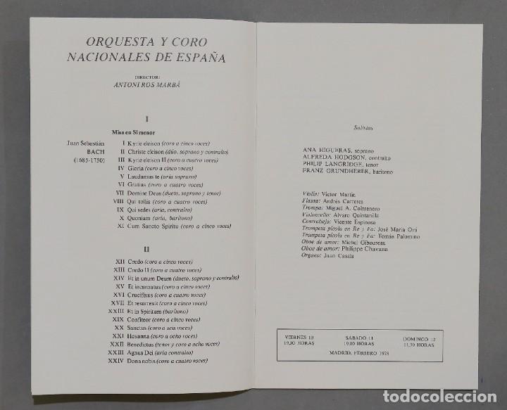 Entradas antiguas de conciertos: PROGRAMA. TEATRO REAL. ORQUESTA NACIONAL. MISA. BACH. 1978 - Foto 2