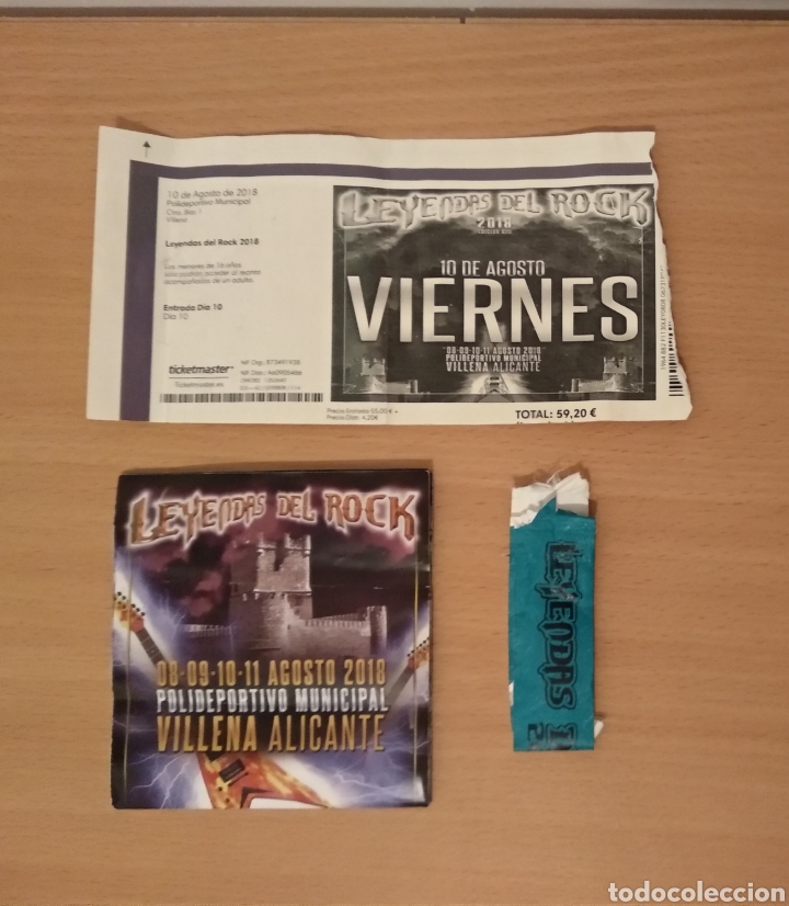 Entradas antiguas de conciertos: ENTRADA LEYENDAS DEL ROCK 2018 + PULSERA Y PROGRAMA - Foto 1