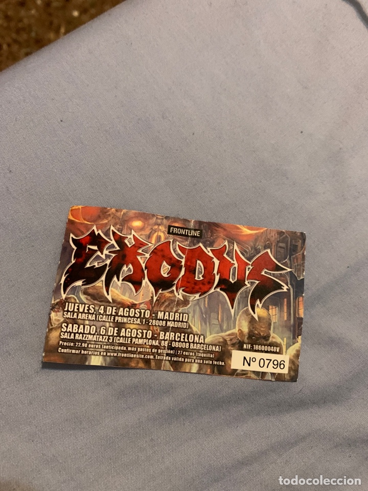 Entradas antiguas de conciertos: Entrada Exodus sala razz3 2016 - Foto 1