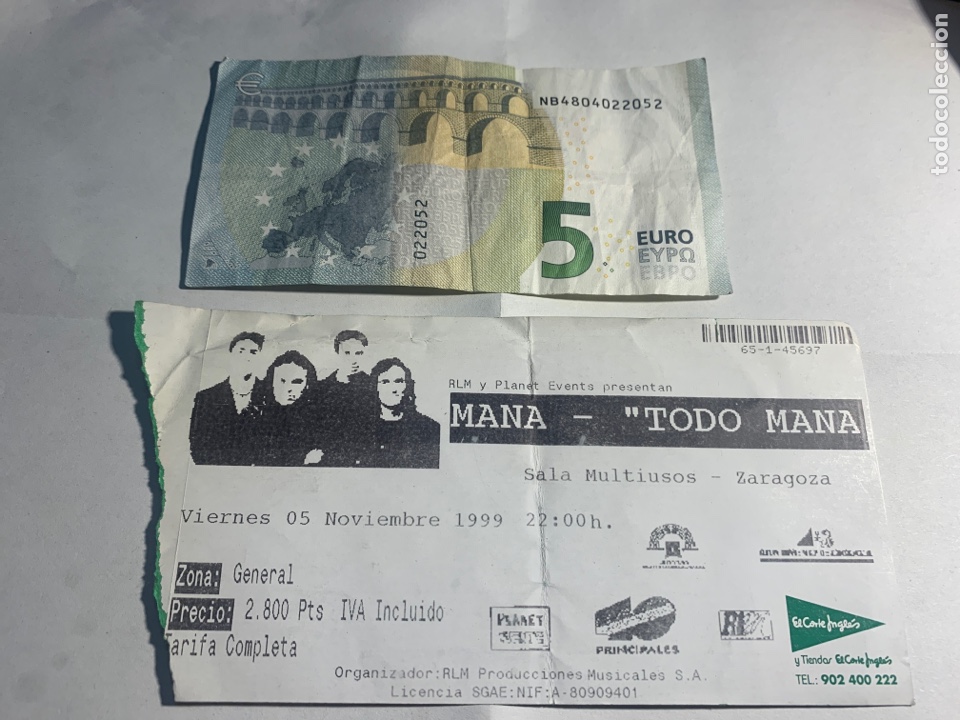 Entradas antiguas de conciertos: Entrada ticket mana concierto - Foto 1
