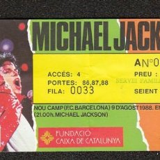 Entradas Antiguas de Conciertos: MICHAEL JACKSON: ENTRADA DE CONCIERTO NOU CAMP-BARCELONA 1988-MUY BIEN-COLECCIONISTAS
