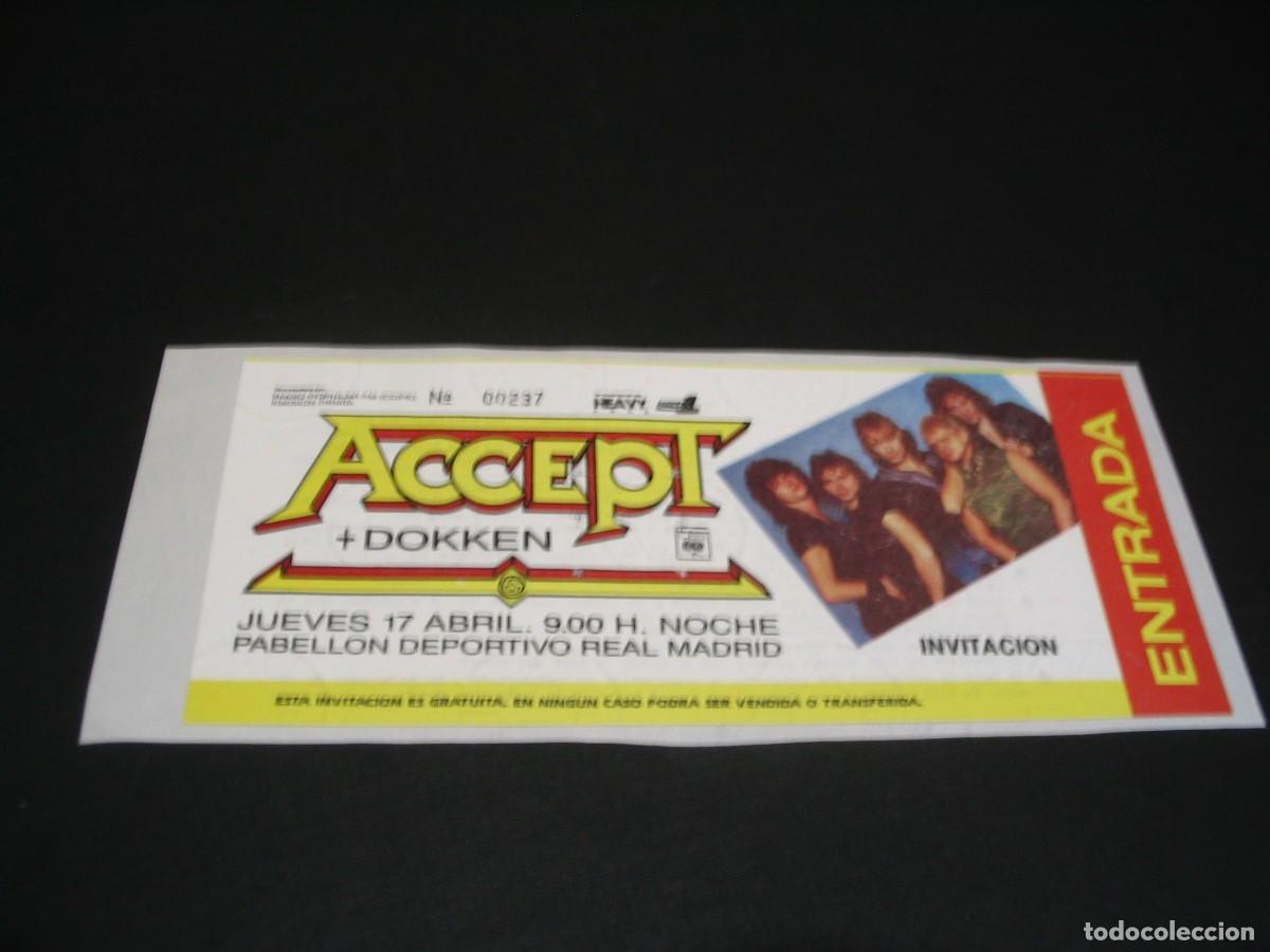 accept + dokken entrada invitación madrid 1986 - Buy Concert