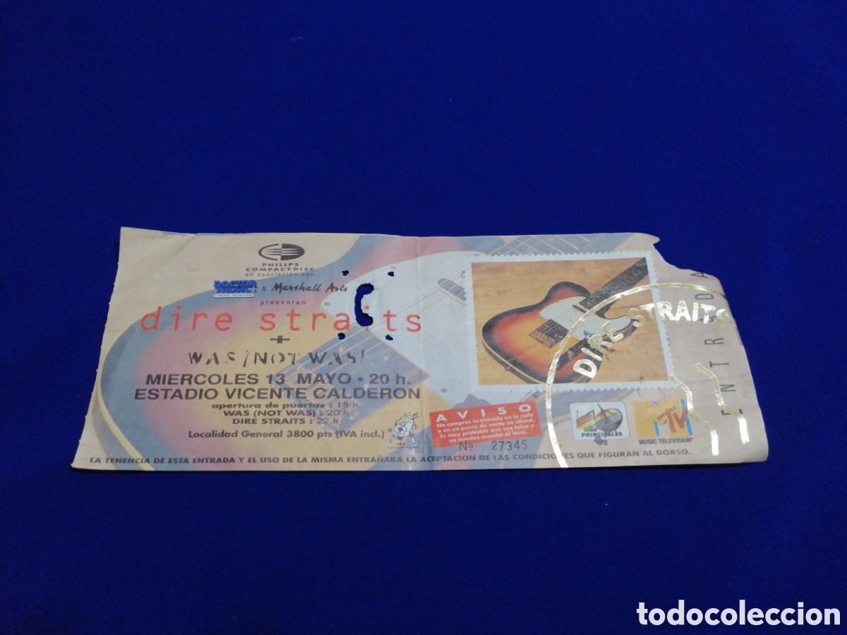 Entradas antiguas de conciertos: DIRE STRAITS - VICENTE CALDER&Oacute;N - Foto 1