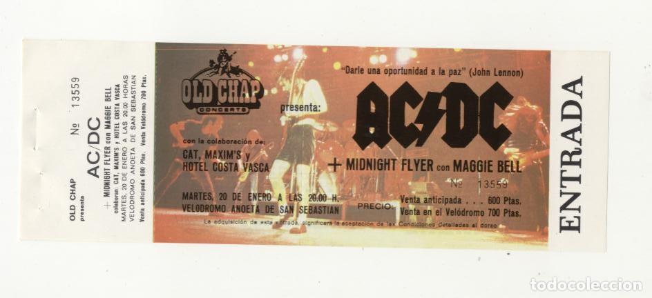 Entradas Antiguas de Conciertos: AC DC + Midnight Flyer con Maggie Bell San Sebasti&aacute;n 1981