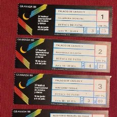 Biglietti di Concerti: GRANADA 1988 37 FESTIVAL INTERNACIONAL DE MÚSICA Y DANZA 5 ENTRADAS 5 CONCIERTOS 5 DÍAS CONSECUTIVOS