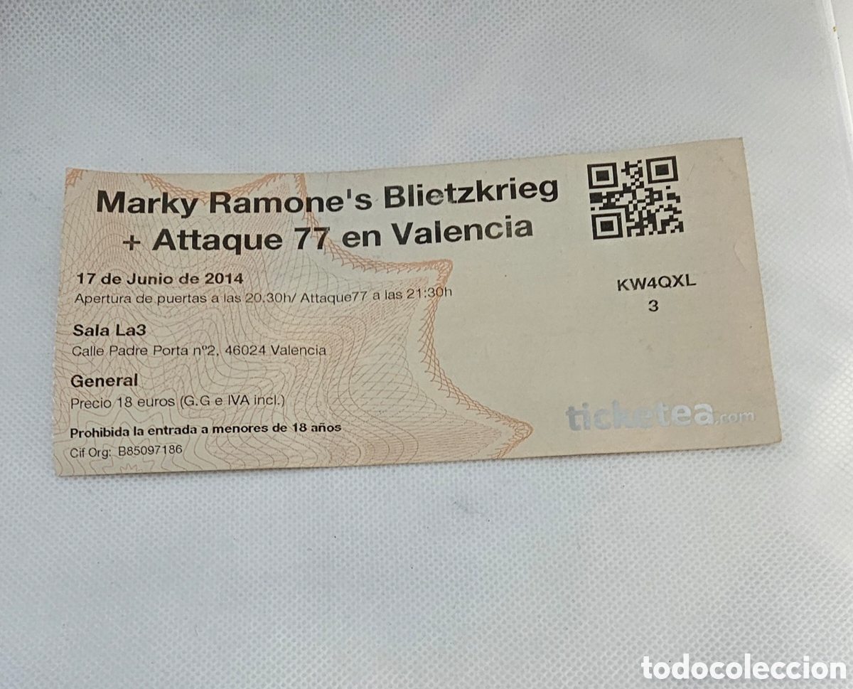 Entradas antiguas de conciertos: Entrada Marky Ramone y Attaque 77 2014 - Foto 1