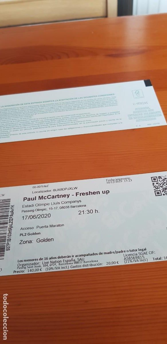 Entradas antiguas de conciertos: PAUL McCARTNEY - FRESHEN UP - Foto 4