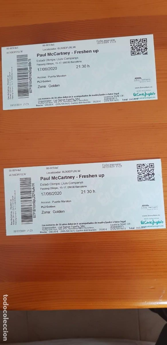 Entradas antiguas de conciertos: PAUL McCARTNEY - FRESHEN UP - Foto 1