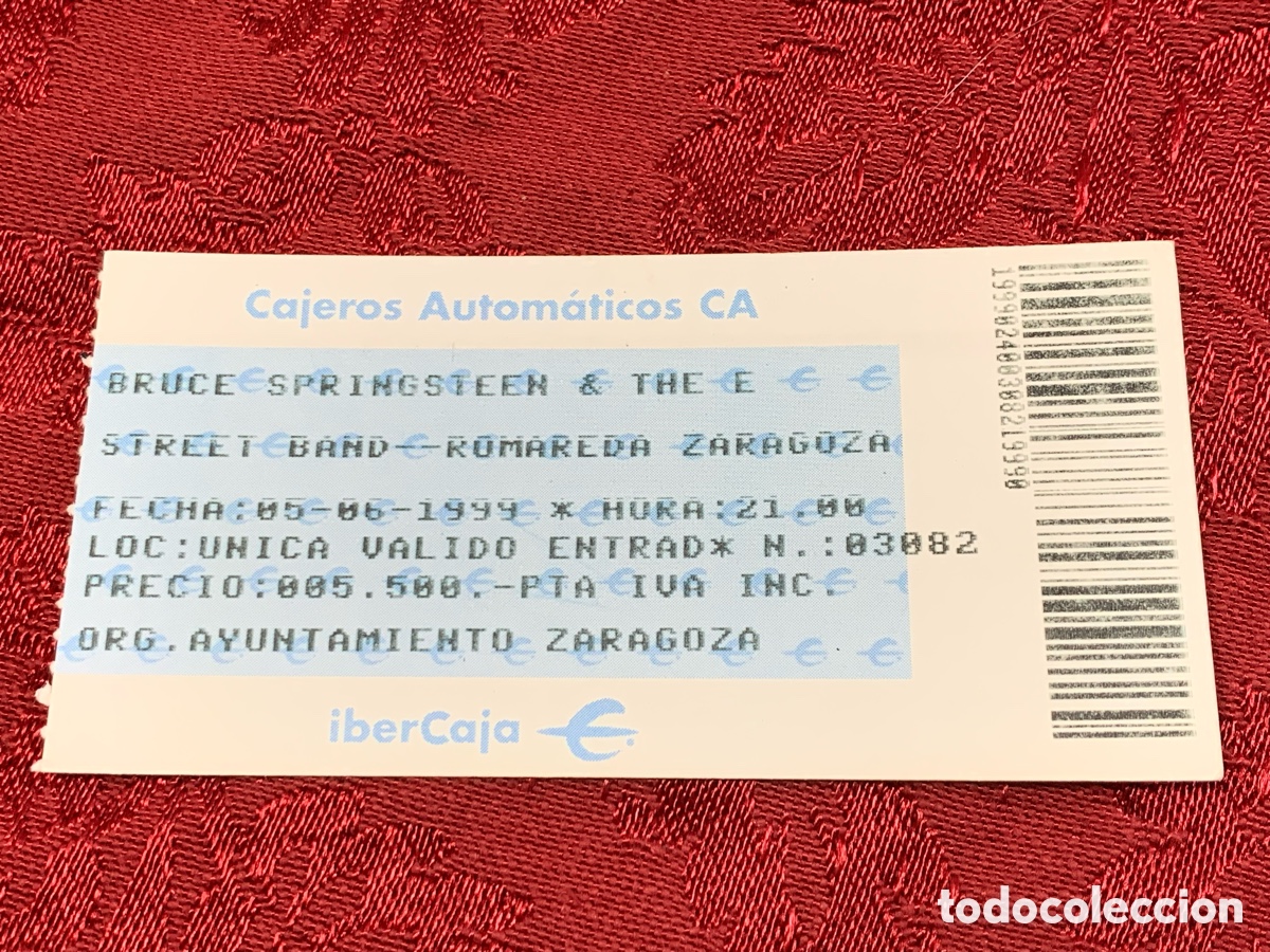 Entradas antiguas de conciertos: Entrada BRUCE SPRINGSTREN - 1999 - ROMAREDA ZARAGOZA - Foto 1