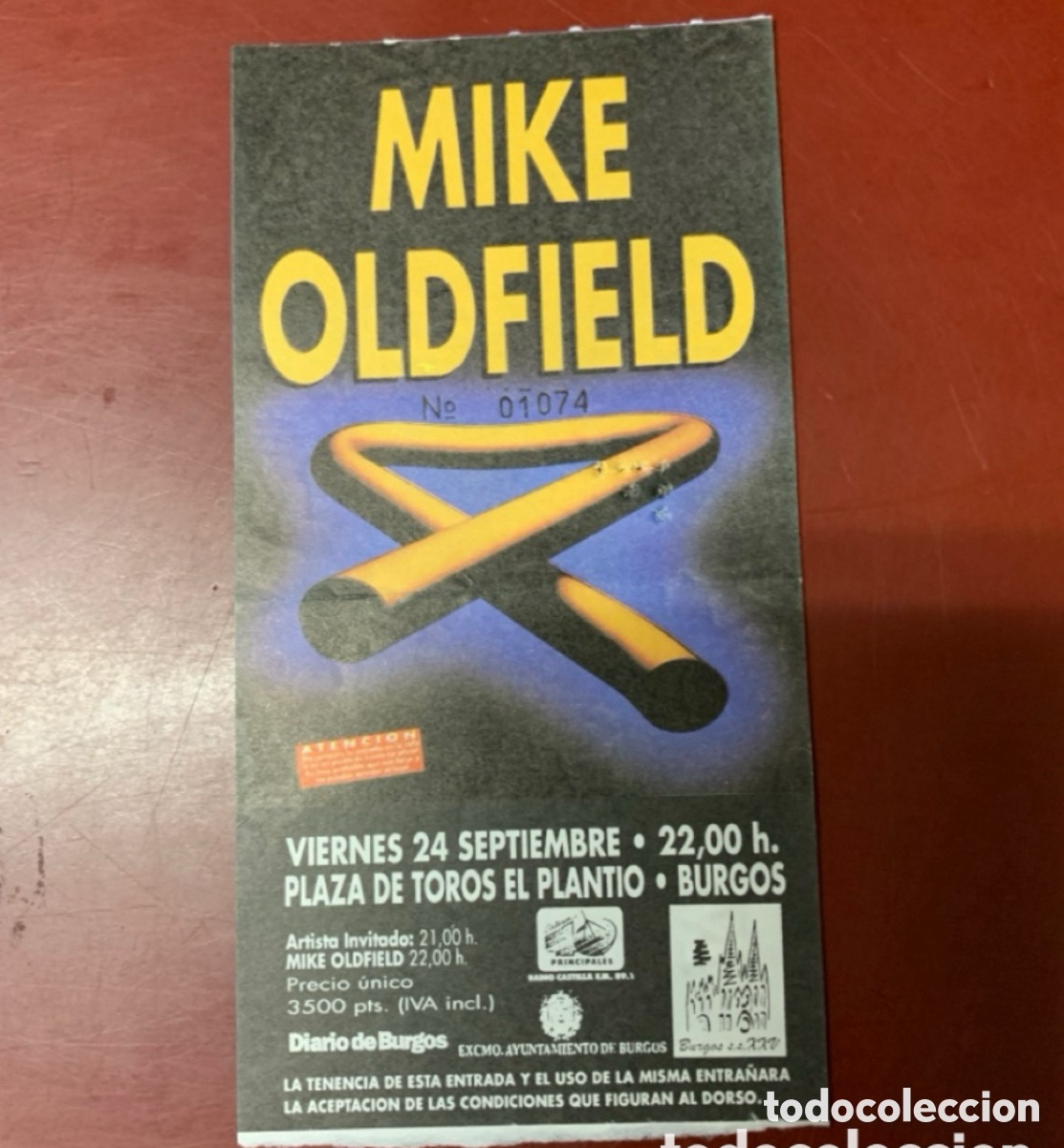 Entradas antiguas de conciertos: Entrada concierto Mike Olfield - Foto 1