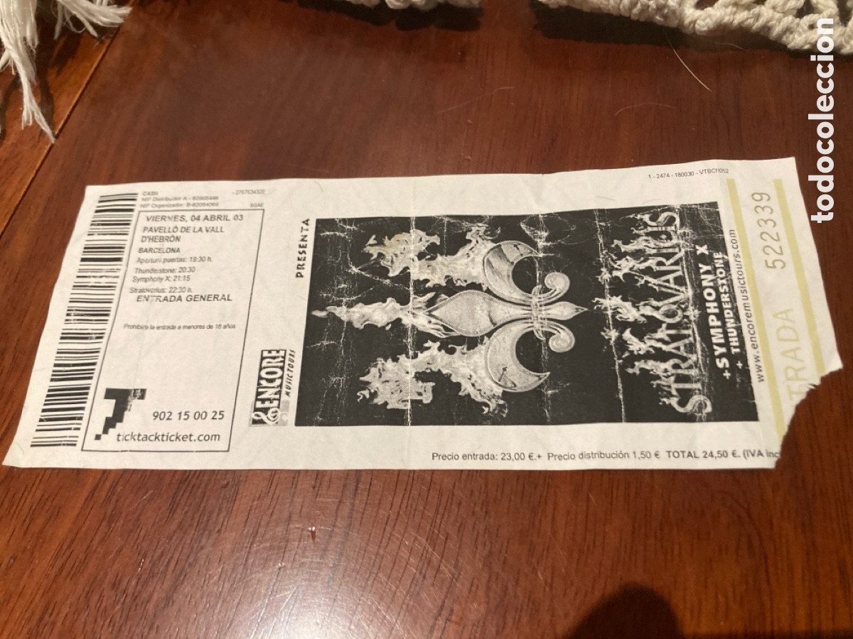 Entradas antiguas de conciertos: Entrada Heavy Netal Stratovarius - Foto 1