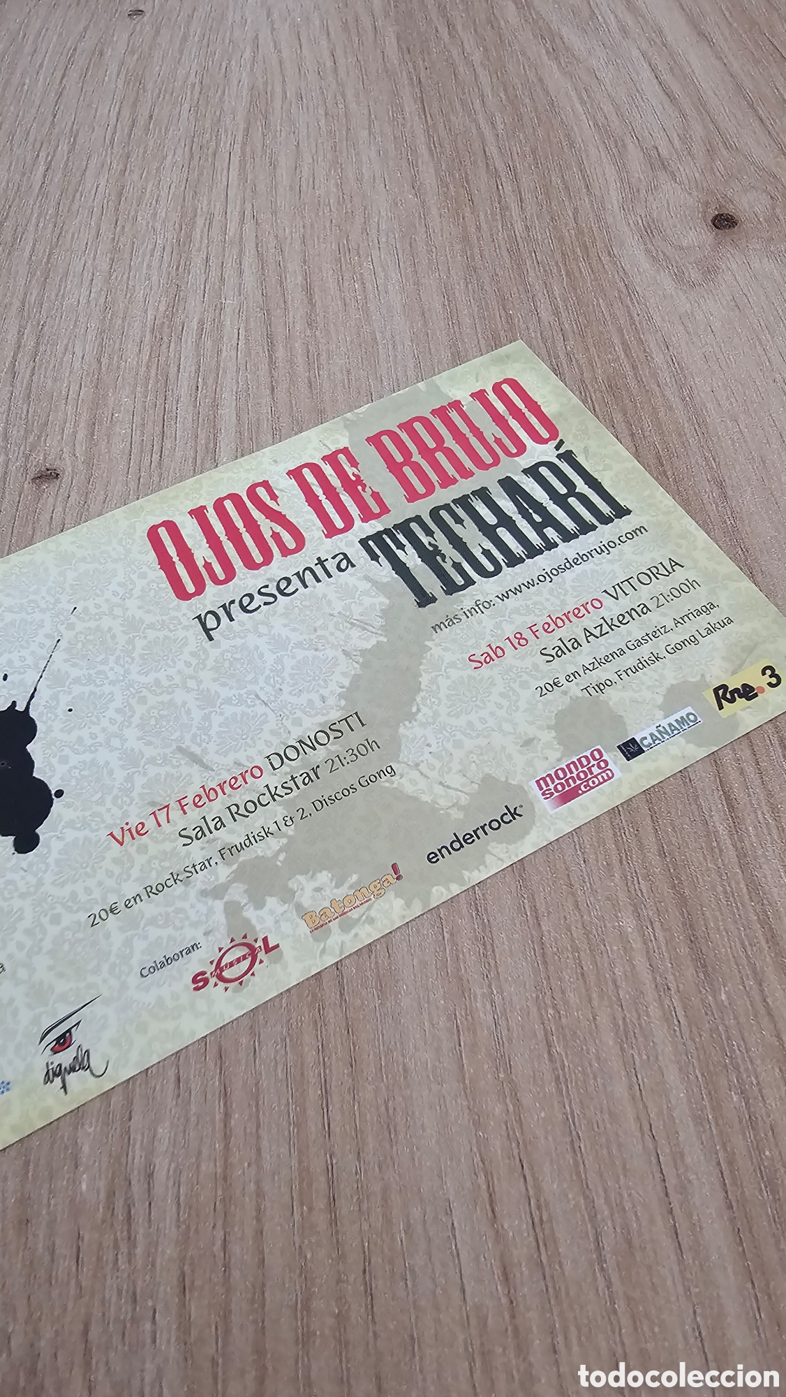 Entradas antiguas de conciertos: Presentaci&oacute;n &rdquo;Ojos de Brujo&rdquo; Techar&iacute; - Foto 6