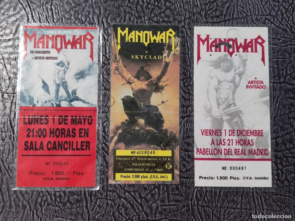 Entradas antiguas de conciertos: Entradas Manowar con aut&oacute;grafos - Foto 1