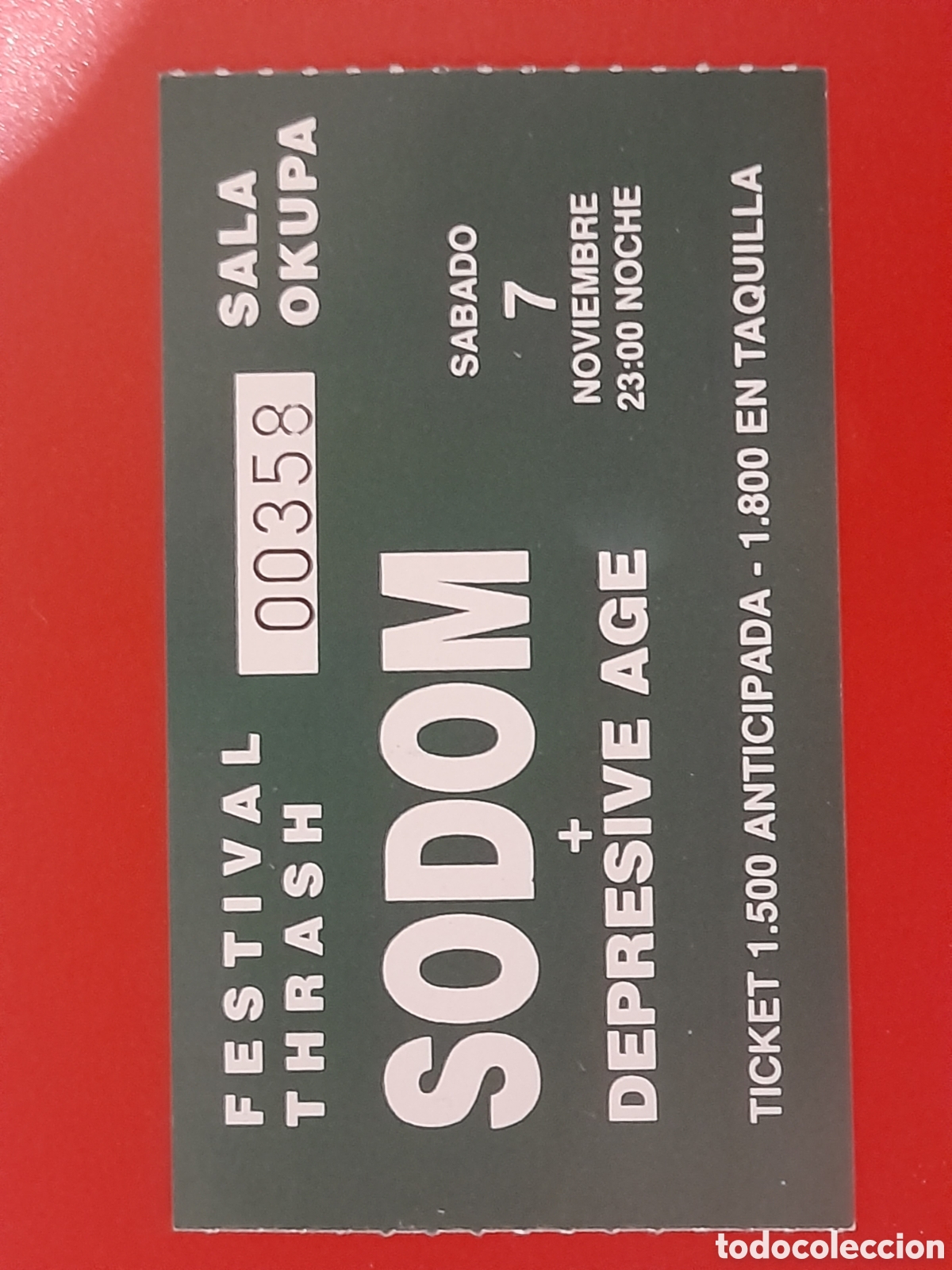 Entradas antiguas de conciertos: Entrada concierto Sodom. - Foto 1