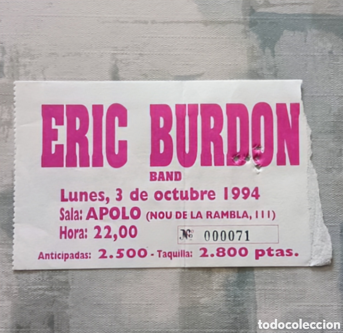 Entradas antiguas de conciertos: Entrada Eric Burdon Band - Foto 1