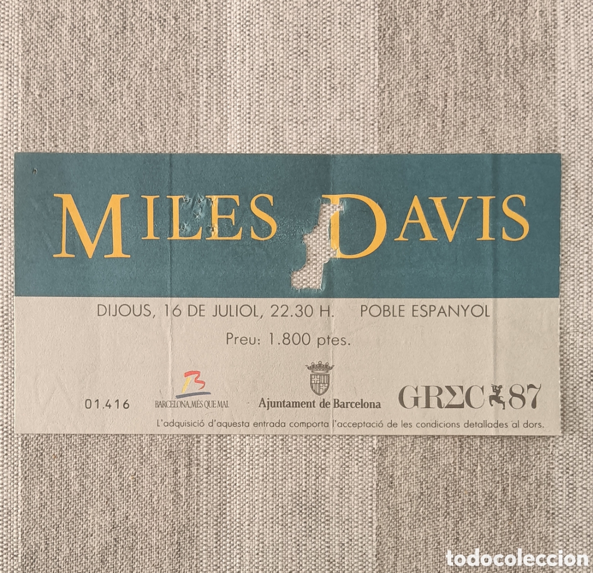 Entradas antiguas de conciertos: Entrada Concierto Miles Davis - Foto 1