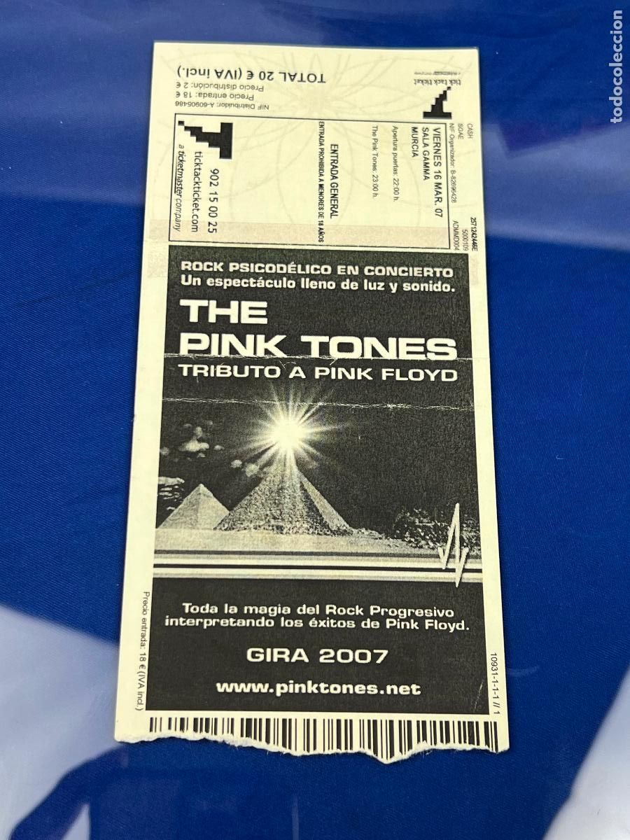 Entradas Antiguas de Conciertos: ENTRADA CONCIERTO PINK TONES TRIBUTO PINK FLOYD 2007