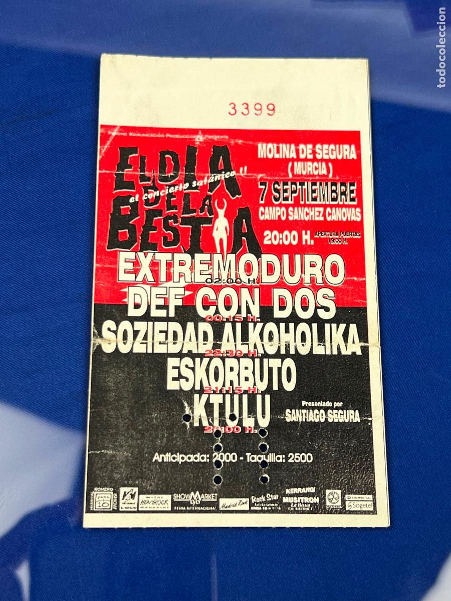Biglietti di Concerti: ENTRADA CONCIERTO EL DIA DE LA BESTIA EXTREMODURO DEF CO DOS SOZIEDAD ALKHOLIKA ESCORBUTO KTULU