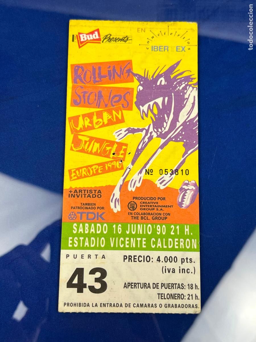 Entradas Antiguas de Conciertos: ENTRADA CONCIERTO ROLLING STONES VICENTE CALDERON 1990
