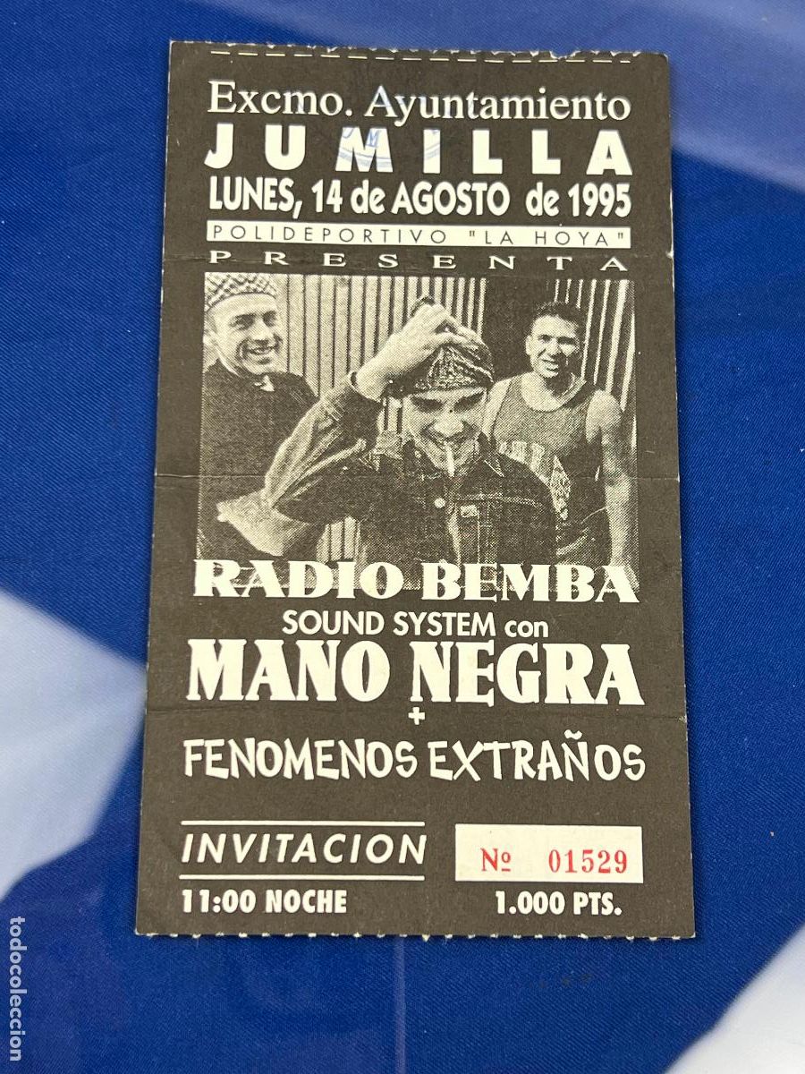 Entradas Antiguas de Conciertos: ENTRADA CONCIERTO Mano negra mas fenomenos extra&ntilde;os