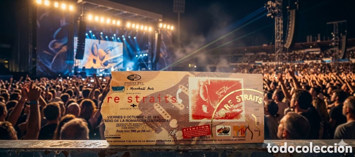 Entradas Antiguas de Conciertos: Ticket Dire Straits Zaragoza