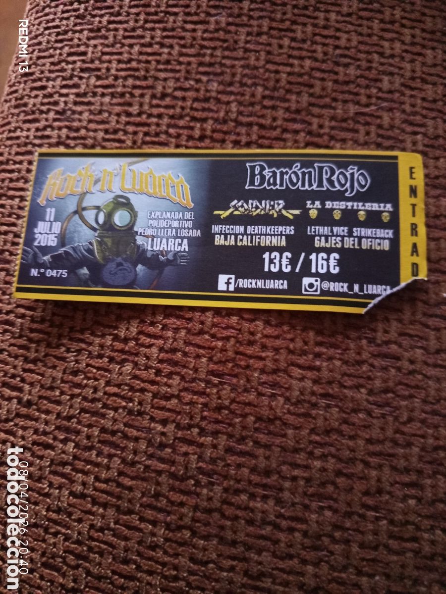 Entradas Antiguas de Conciertos: Baron Rojo en el Festival Rock 'n Luarca el 11 de Julio de 2015 en su gira 35 aniversario.