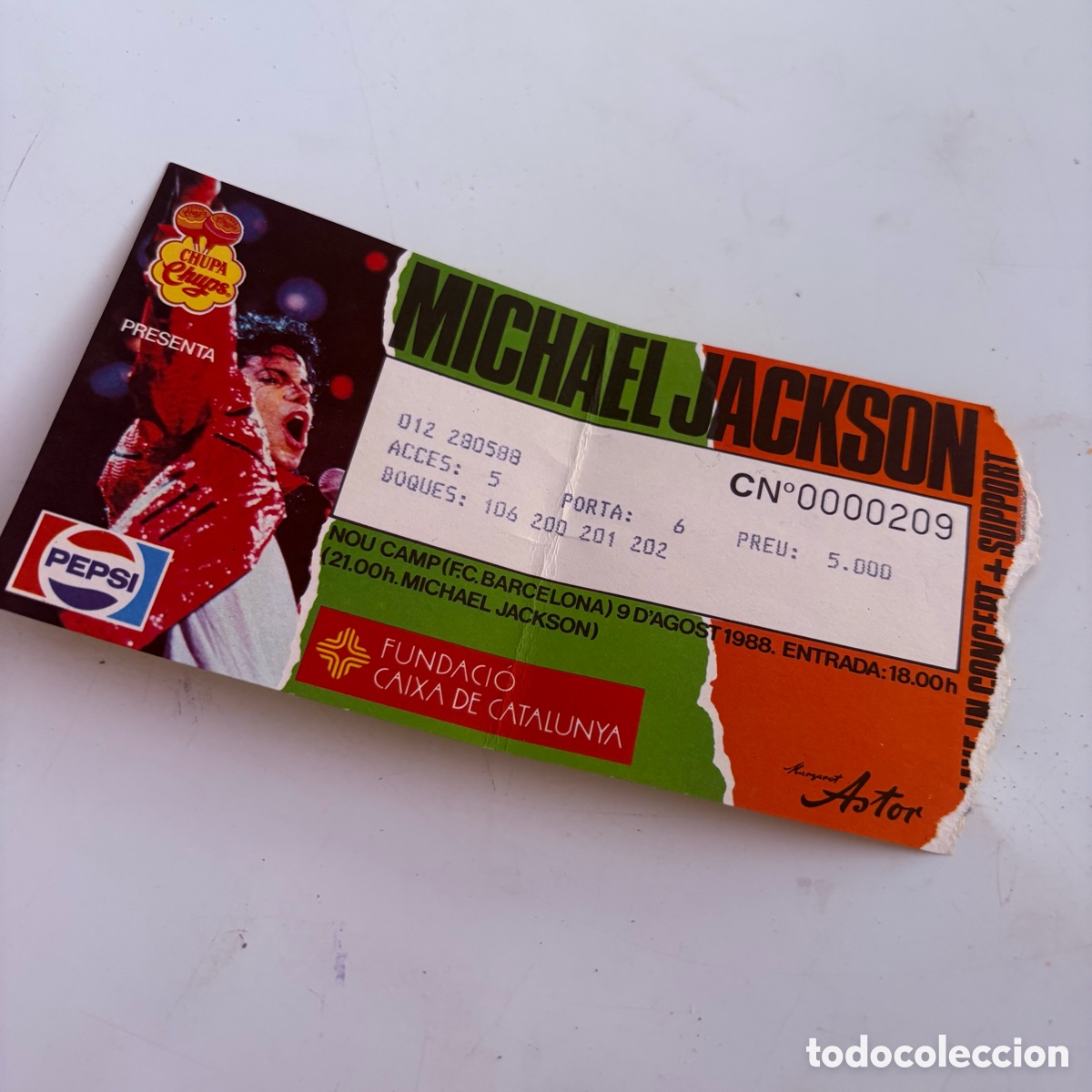 Entradas Antiguas de Conciertos: Entrada concierto Michael Jackson nou Camp 5 agosto 1988 Barcelona