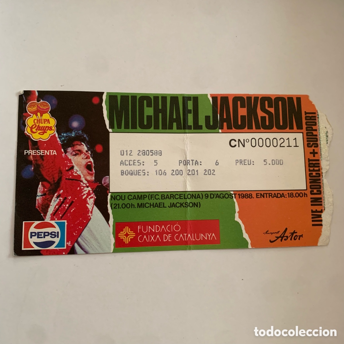Entradas Antiguas de Conciertos: Entrada concierto Michael Jackson nou Camp 5 agosto 1988 Barcelona