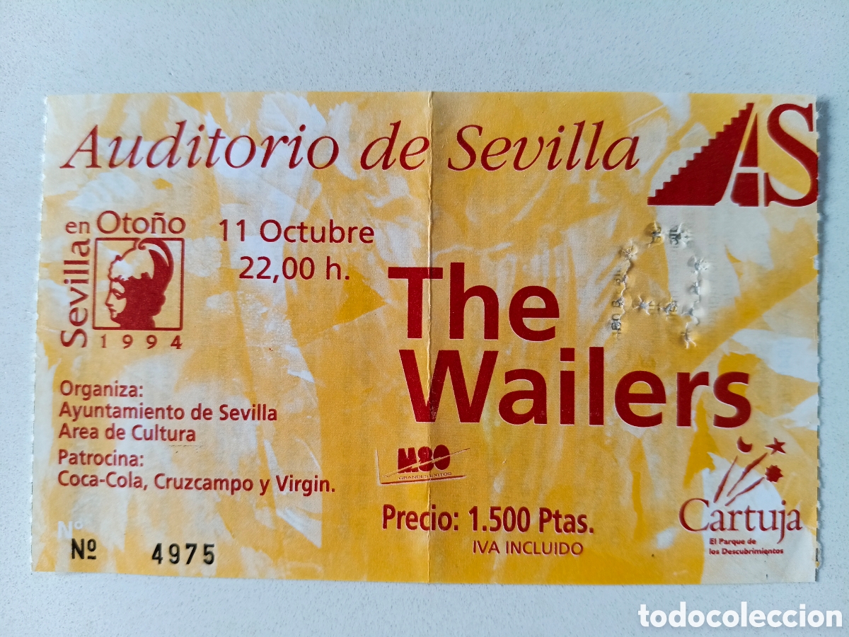 Entradas Antiguas de Conciertos: THE WAILERS - ENTRADA CONCIERTO SEVILLA 1994 // BOB MARLEY