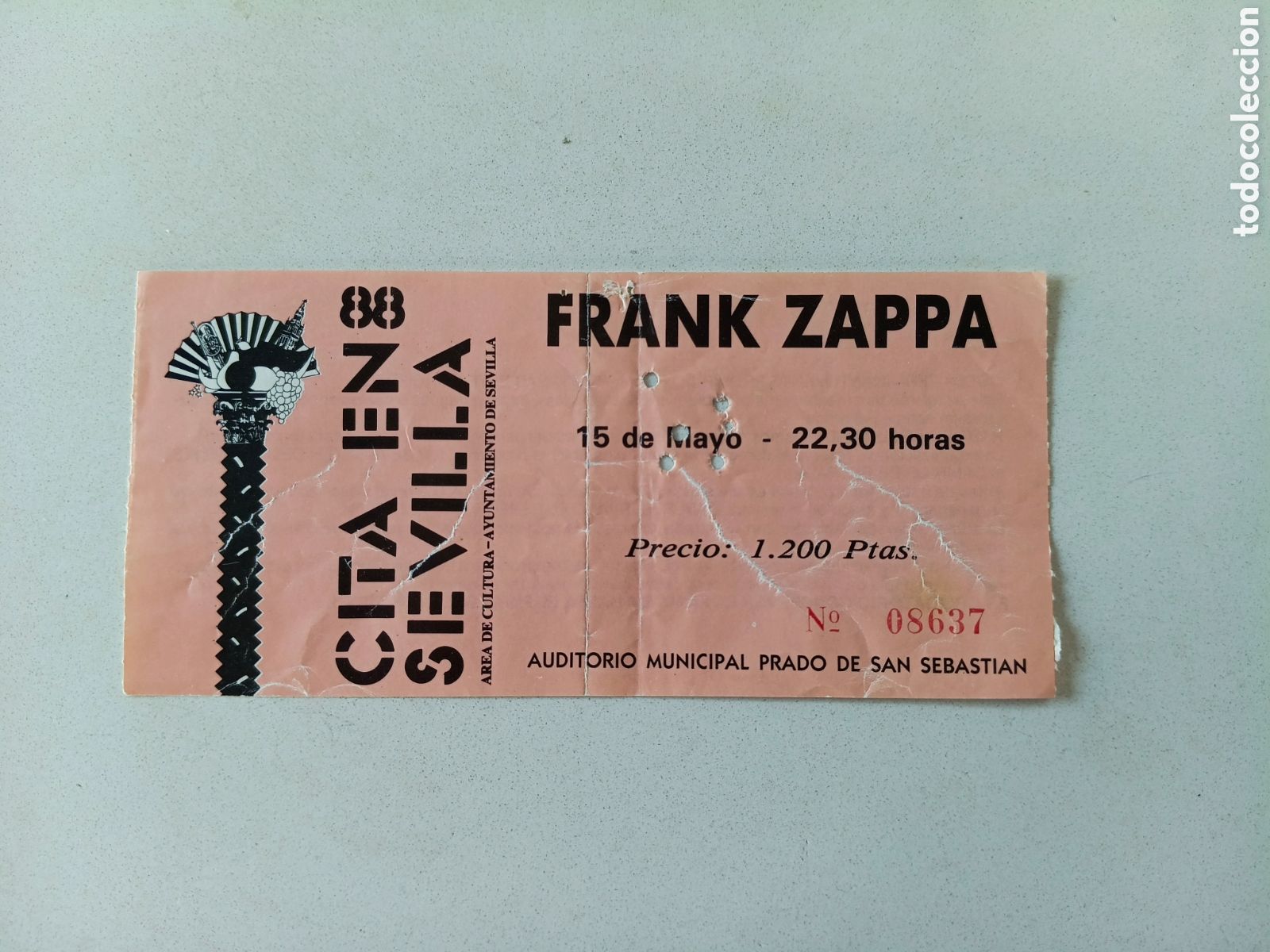 Entradas Antiguas de Conciertos: FRANK ZAPPA - ENTRADA CONCIERTO SEVILLA 1988 / CITA EN SEVILLA PRADO DE SAN SEBASTIAN