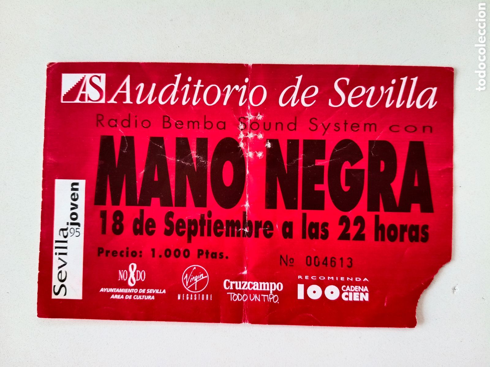 Entradas Antiguas de Conciertos: MANO NEGRA - ENTRADA CONCIERTO SEVILLA 1995 // MANU CHAO