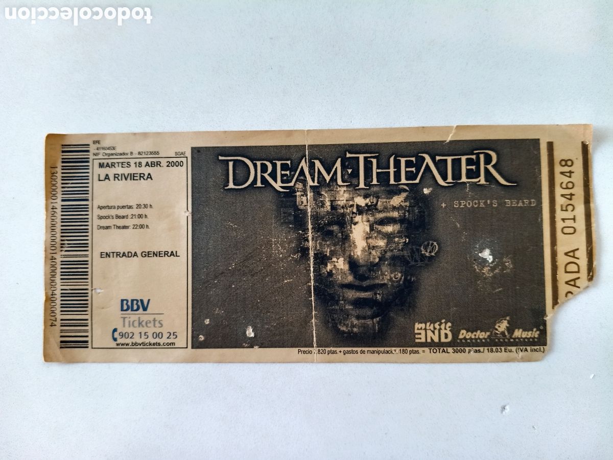 Entradas Antiguas de Conciertos: DREAMTHEATER - Entrada Concierto - 18 ABRIL 2000 // LA RIVIERA MADRID METAL