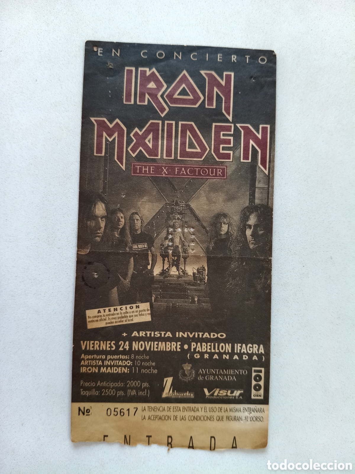 Entradas Antiguas de Conciertos: IRON MAIDEN - Granada 1995 - ENTRADA ORIGINAL PABELLON IFAGRA + The Factor X // HEAVY METAL