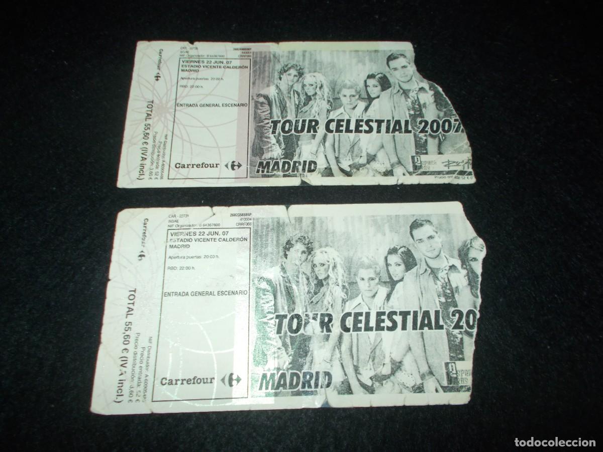 Entradas Antiguas de Conciertos: 2 Entrada Concierto TOUR CELESTIAL 2007 REBELDE RBD. Estadio Vicente Calder&oacute;n. Madrid. M&uacute;sica. Ver y