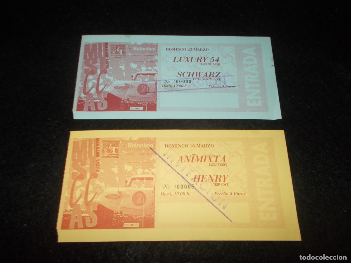 Entradas Antiguas de Conciertos: 2 Entrada MUSICCAS C&aacute;ceres: Luxury 54, Schwarz, Animixta, Henry. Gran Teatro C&aacute;ceres. M&uacute;sica