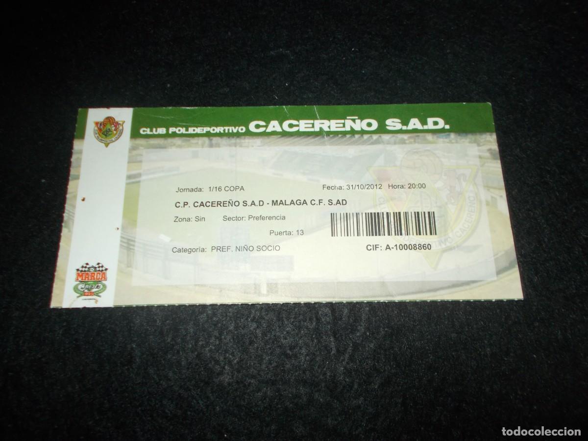 Entradas Antiguas de Conciertos: Entrada Partido Futbol C.P. CACERE&Ntilde;O - M&Aacute;LAGA C.F. C&aacute;ceres 2012