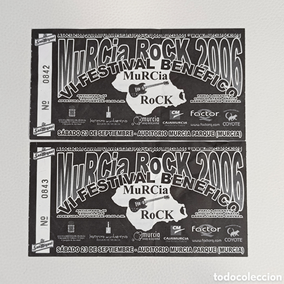 Entradas Antiguas de Conciertos: 2 entradas del VI festival ben&eacute;fico &rdquo;Murcia Rock 2006&rdquo;