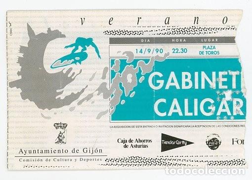Entradas antiguas de conciertos: ENTRADA CONCIERTO. GABINETE CALIGARI. GIJON. ASTURIAS. 1990