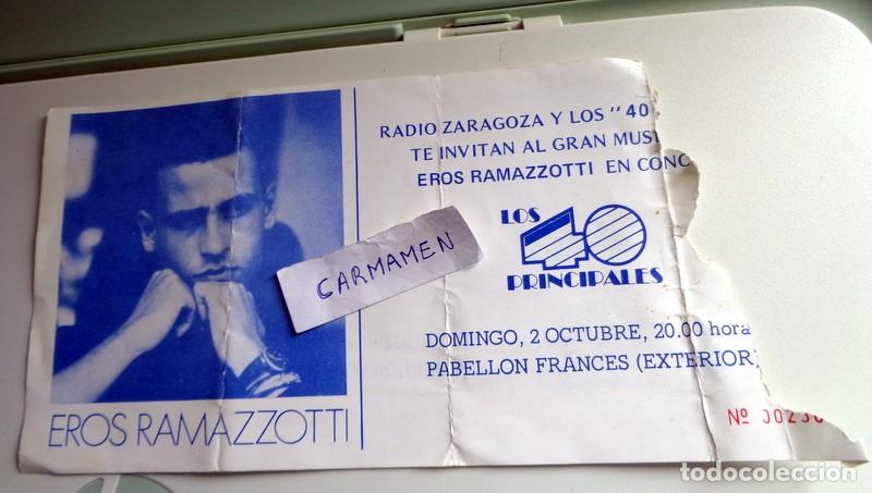 Entradas Antiguas de Conciertos: ENTRADA CONCIERTO ANTIGUA A&Ntilde;OS 80. EROS RAMAZZOTTI. PABELL&Oacute;N FRANC&Eacute;S ZARAGOZA. 40 PRINCIPALES RADIO