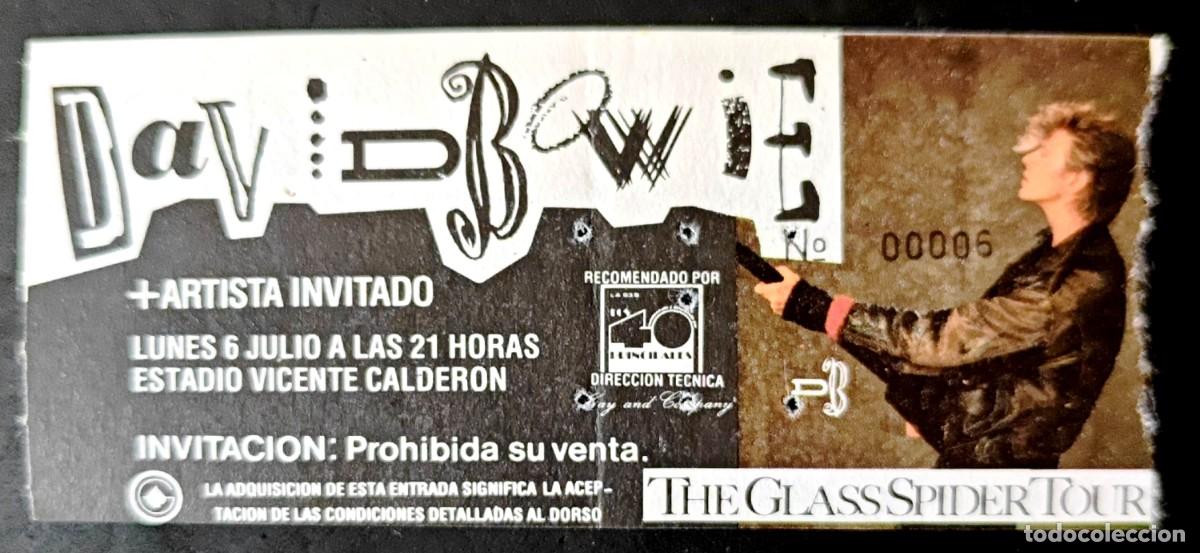 Entradas Antiguas de Conciertos: Entrada INVITACION Concierto DAVID BOWIE Vicente Calderon Madrid 6 Julio 1987 The Glass Spider Tour