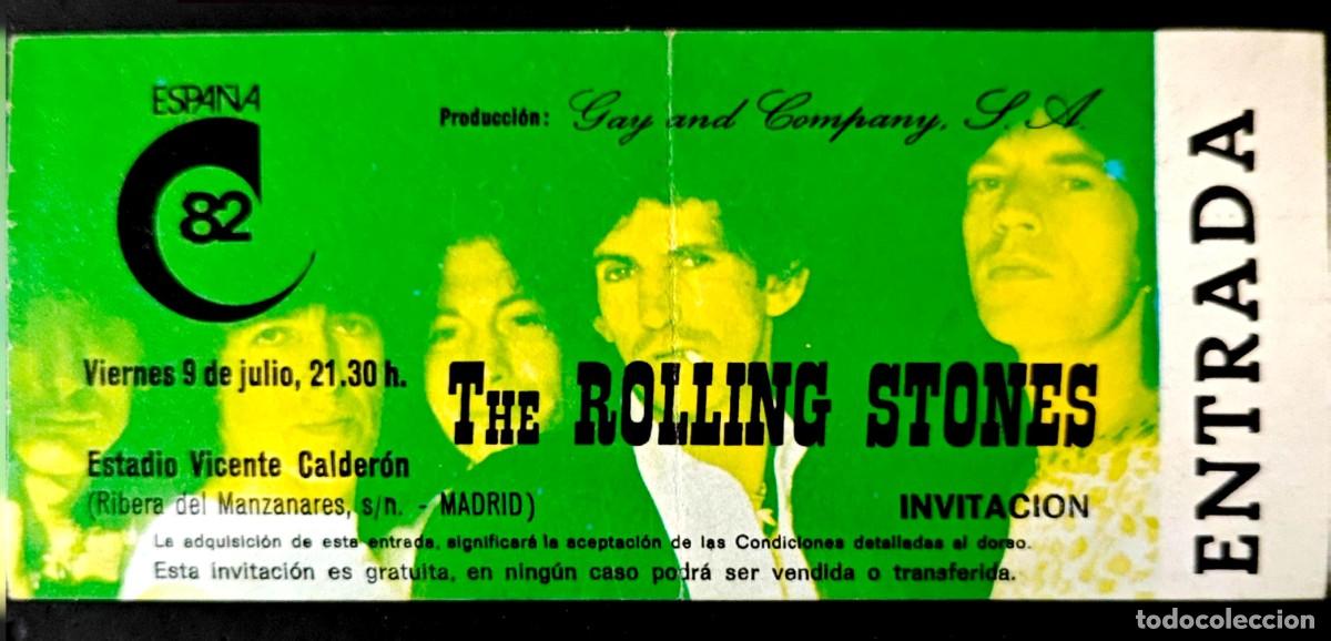 Entradas Antiguas de Conciertos: Entrada Concierto INVITACION SIN CORTAR THE ROLLING STONES Vicente Calderon Madrid 9 Julio 1982
