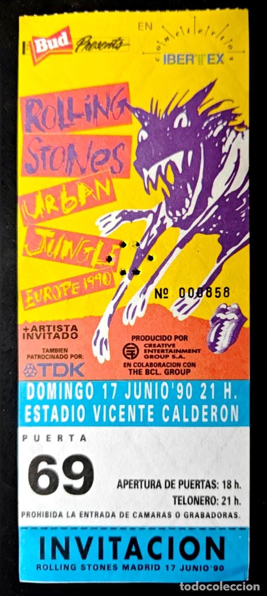 Entradas Antiguas de Conciertos: Entrada Concierto INVITACION SIN CORTAR THE ROLLING STONES Vicente Calderon Madrid 17 Junio 1990