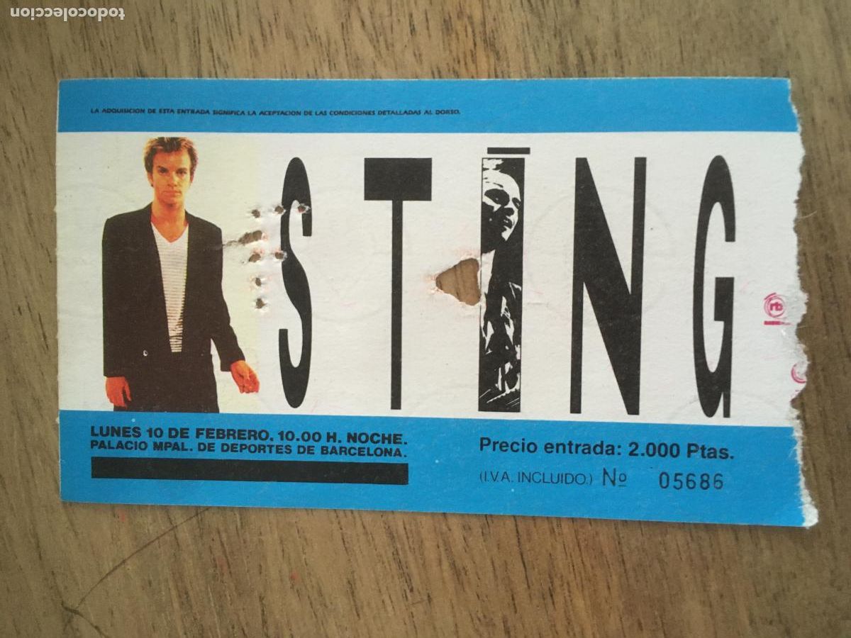 Entradas Antiguas de Conciertos: sting palacio deportes entrada original concierto barcelona